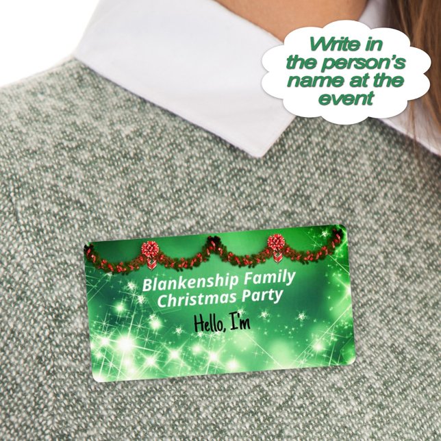 Name des Etiketts für Weihnachtsgarland und Red Bo (Add fun sticker name tags to your party essentials so guests can remember or learn names. )