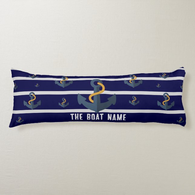Name des Familienboots mit Anchor Rope Nautic Seitenschläferkissen (Vorderseite)