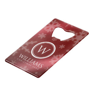 Name des Festivals Red Foil Snowflakes Monogramm Geldbeutel Flaschenöffner