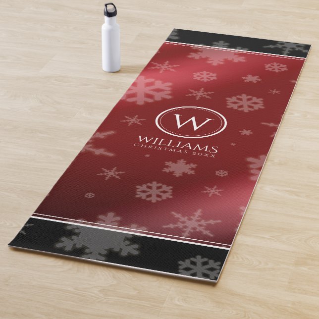 Name des Festivals Red Foil Snowflakes Monogramm Yogamatte (Beispiel)