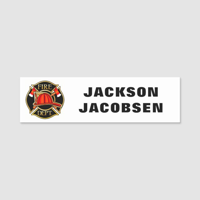 Name des Feuerwehrhelms Namensschild (Vorderseite)