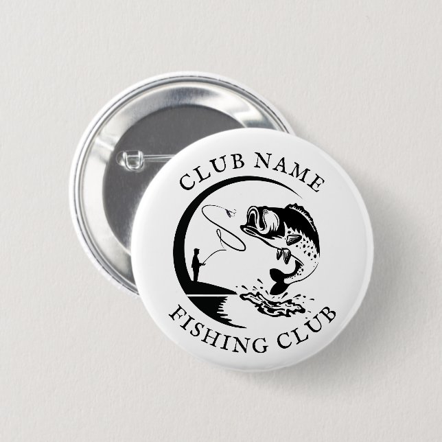 Name des Fischklubs Schwarz-weiß Button (Vorne & Hinten)