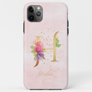 Name des Floral-Monogramms für Aquarellfarben Anfa Case-Mate iPhone Hülle