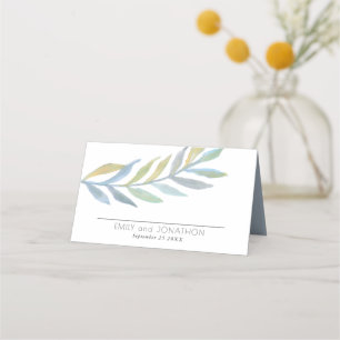 Name des Foliage Watercolor Sea Glass Date Wedding Platzkarte
