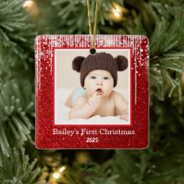 Name des Fotos "Baby First Christmas" Keramikornament