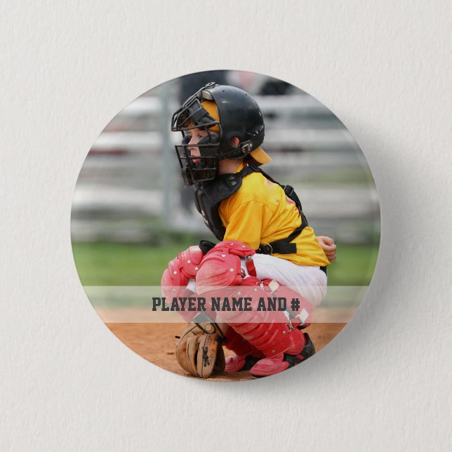 Name des Fotos Baseball Player Personalisiert Button (Vorderseite)