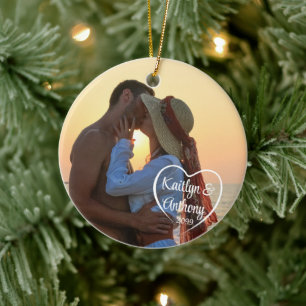 Name des Fotos "Couple Liebe Heart" Keramik Ornament