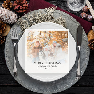 Name des Fotos der Familie Jahr Frohe Weihnachten Serviette