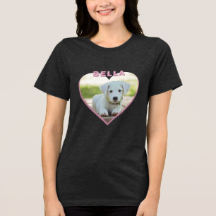 Name des Fotos des Hundes Rosa Herz Tri-Blend Shirt