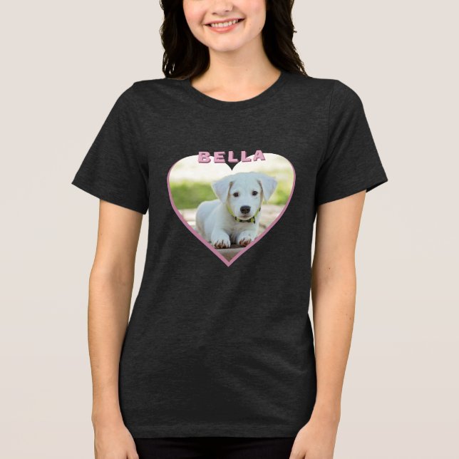 Name des Fotos des Hundes Rosa Herz Tri-Blend Shirt (Vorderseite)