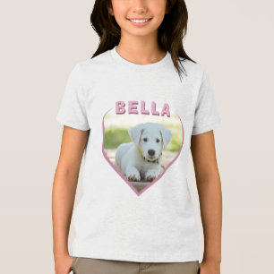 Name des Fotos des Hundes Rosa Herz Tri-Blend Shirt