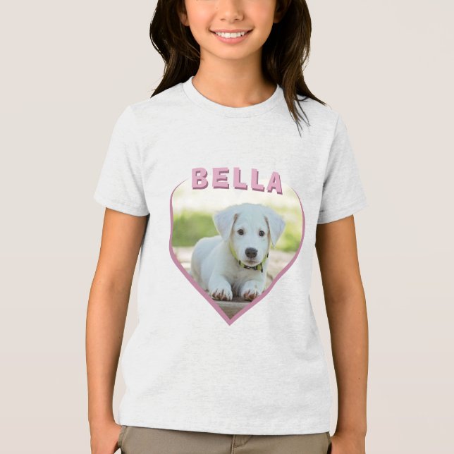 Name des Fotos des Hundes Rosa Herz Tri-Blend Shirt (Vorderseite)