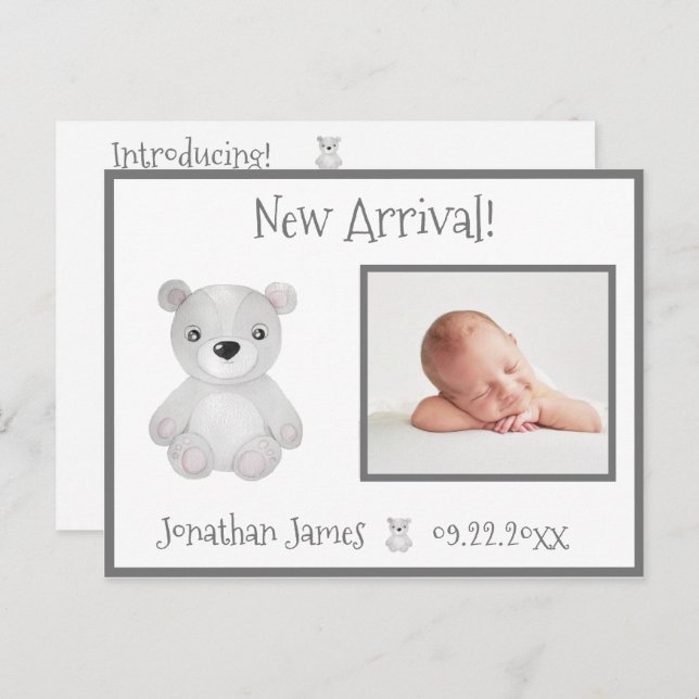 Name des Fotos für neutrale Typografie Ankündigungspostkarte (Vorne/Hinten)