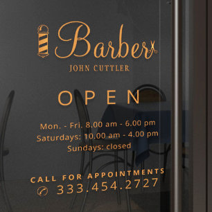 Name des Friseursalons Öffnungszeiten Dekal Fensteraufkleber