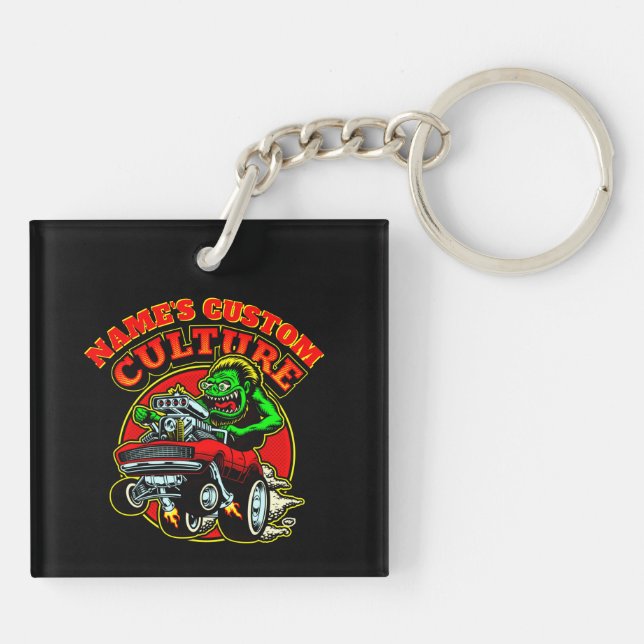 Name des Frisierten Autos Eigene Kultur Klassische Schlüsselanhänger (Rückseite)
