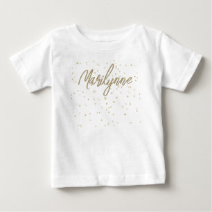 Name des Geburtstags-Gold-Glitzer des Kindes Baby T-shirt