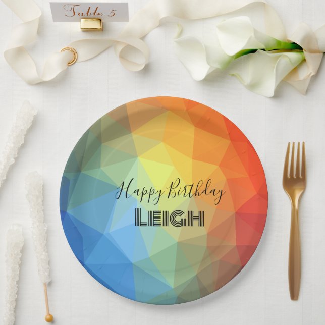Name des geometrischen Regenbogens Pappteller (Hochzeit)
