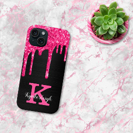 Name des Girl Black Hot Pink-Glitzer-Tropfens Mono Case-Mate iPhone Hülle