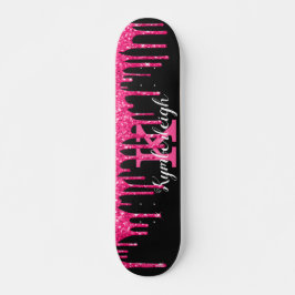 Name des Girl Black Hot Pink-Glitzer-Tropfens Mono Skateboard