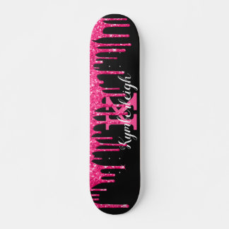 Name des Girl Black Hot Pink-Glitzer-Tropfens Mono Skateboard