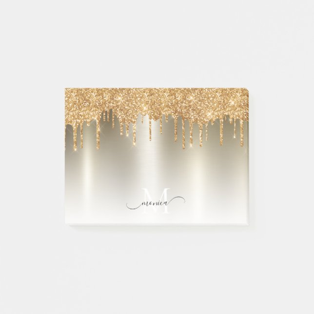Name des Girl-Gold-Drilling-Glitzer Post-it Klebezettel (Vorderseite)