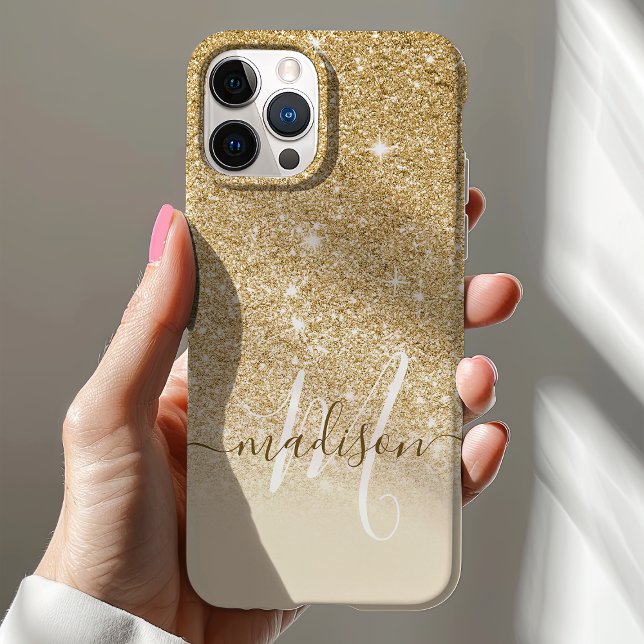 Name des Girl-Gold-Glitzer-Monogramms Case-Mate iPhone Hülle (Von Creator hochgeladen)