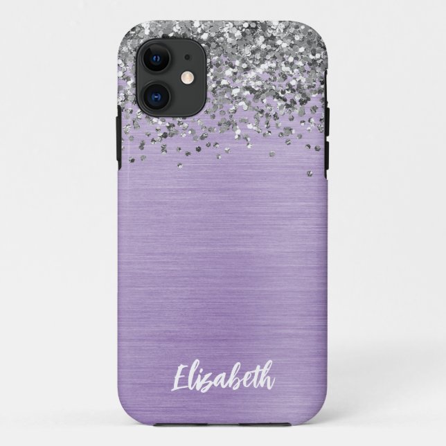 Name des Girl-Lila-Sparkle-Glitzer Case-Mate iPhone Hülle (Rückseite)