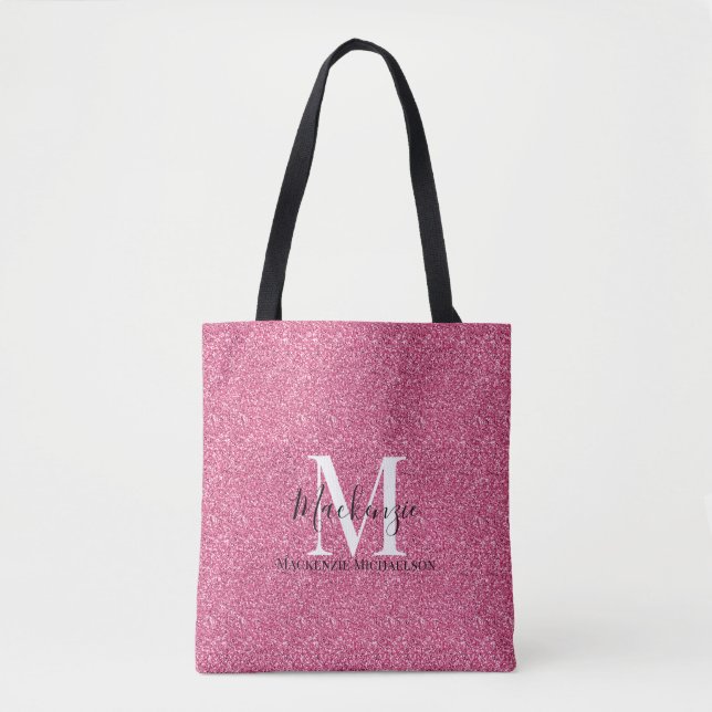Name des Girl-Pink-Glitzer Monogramm (Vorderseite)