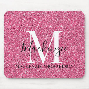Name des Girl-Pink-Glitzer Monogramm Mousepad