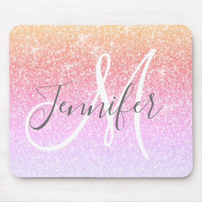 Name des Girl-Rainbow-Glitzer Glitzern Mousepad (Vorne)