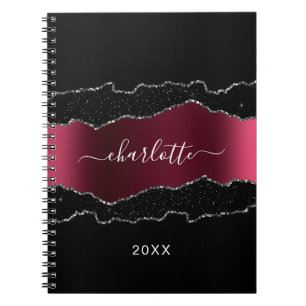 Name des Glitzer: Black burgundy agate Notizblock