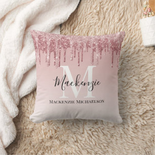 Name des Glitzer der Girl Hot Pink Ombre Kissen