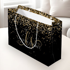 Name des Gold Glitzer Glam Monogram Große Geschenktüte