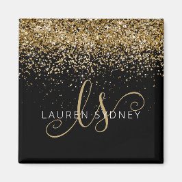 Name des Gold Glitzer Glam Monogram Magnet
