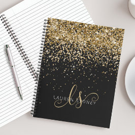 Name des Gold Glitzer Glam Monogram Notizbuch