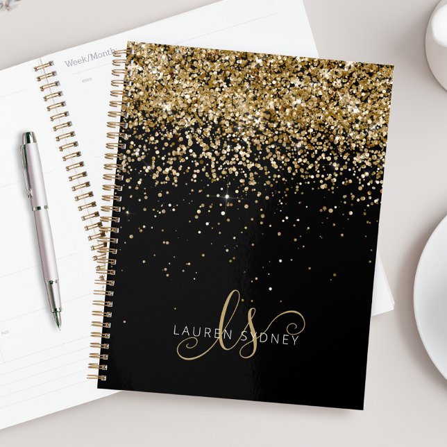 Name des Gold Glitzer Glam Monogram Planer (Von Creator hochgeladen)