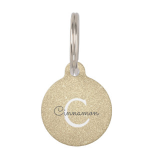 Name des Gold-Glitzer und der Sparkasse-Monogrammb Haustiermarke