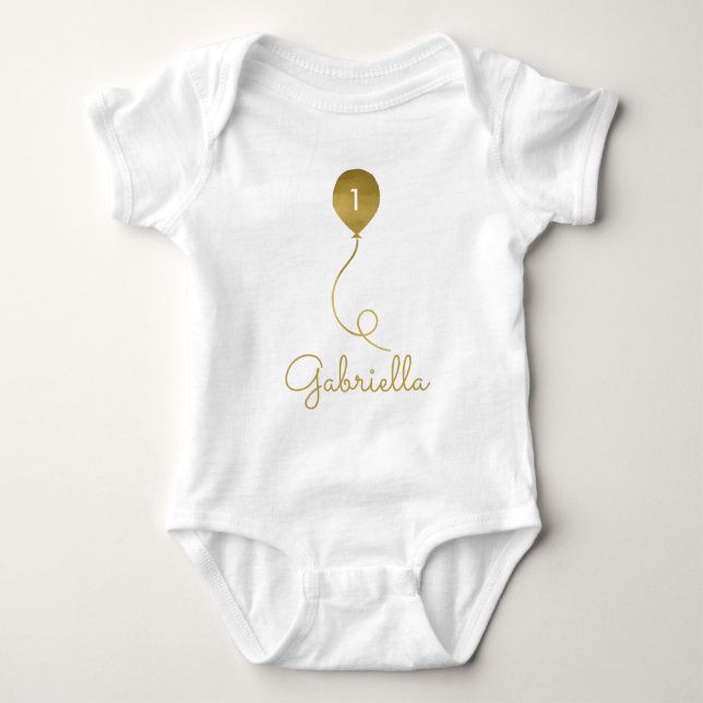 Name des Goldenen Ballons und 1./Jegliches Alter G Baby Strampler (Vorderseite)