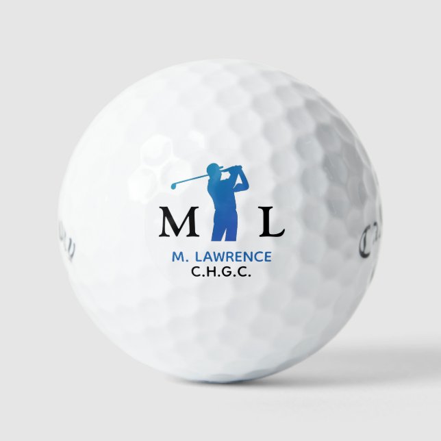 Name des Golfklubs Abkürzung Blue Monogram Golfball (Vorderseite)
