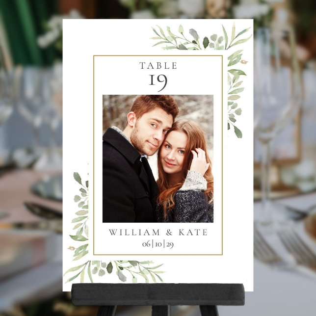 Name des grünen Fotos Datum Hochzeit Tischnummer (Greenery Photo Name Date Wedding Table Number)