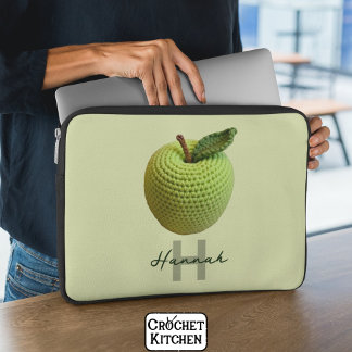 Name des Handmade Craft Green Crochet Applet Monog Laptopschutzhülle