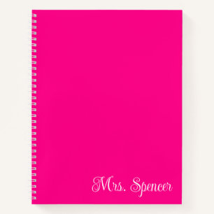 Name des heiß rosa und weißen Lehrers Notizbuch