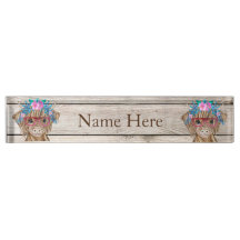 Name des Highland Cow Country Desk Plate