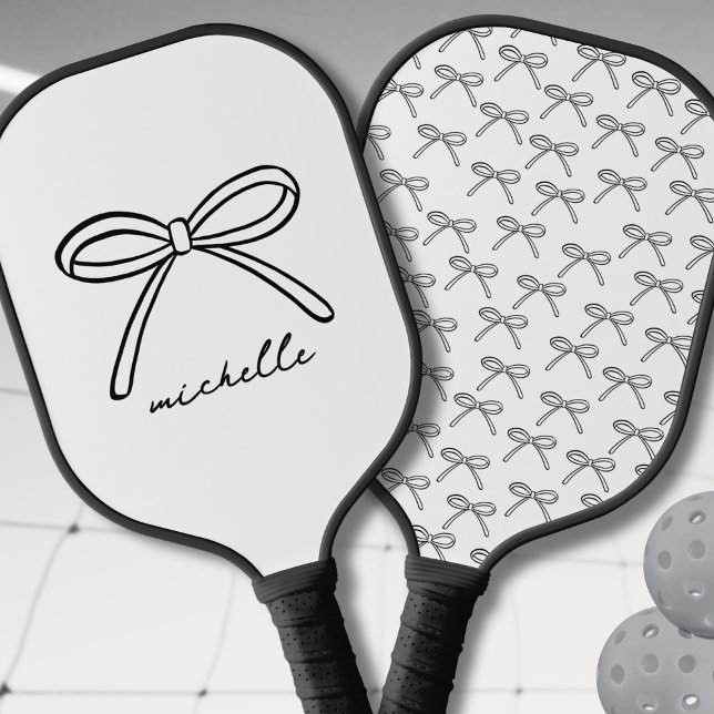 Name des Hübschen Bogens, Monogramm, personalisier Pickleball Schläger (Personalized Pretty Bow Monogram Name Pickleball Paddle)