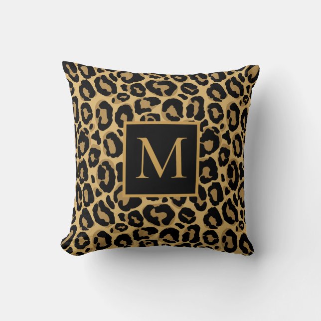 Name des hübschen Leopard Monogramms Kissen (Vorderseite)