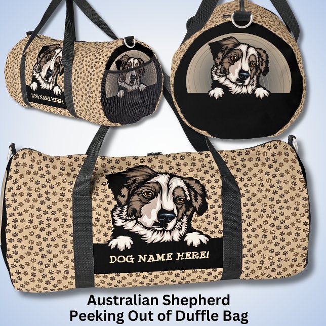 Name des Hundes hinzufügen, australischer Hirte Duffle Bag (Von Creator hochgeladen)