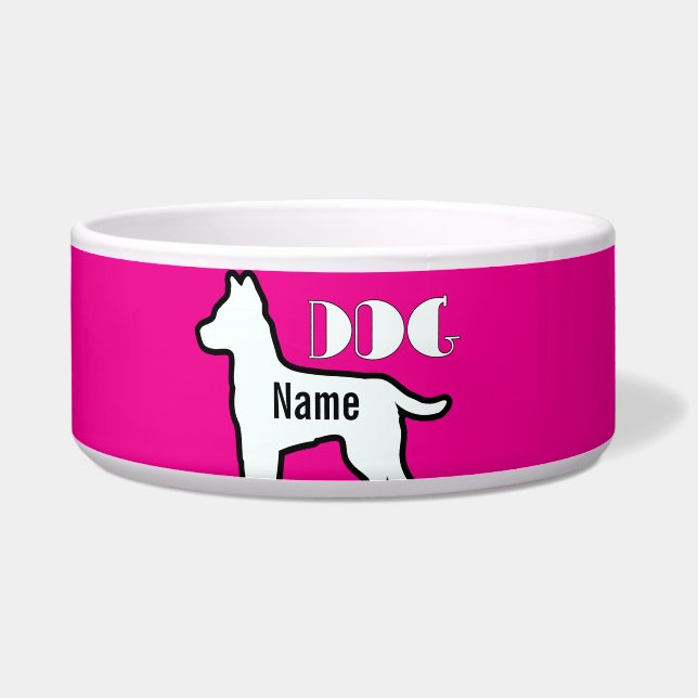Name des Hundes Hot Pink Pet hinzufügen Napf (Vorderseite)