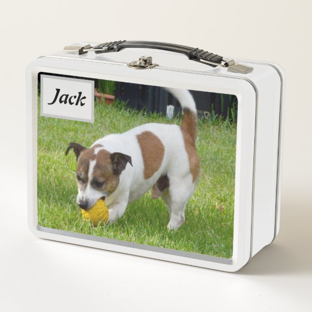 Name des Jacks mit Fox Terrier, Metall Brotdose (Vorderseite)