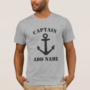 Name des Kapitäns nautischer Anker grau bis Shirt