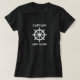 Name des Kapitäns oder Bootes mit Schiff Wheel Hel T-Shirt (Design vorne)